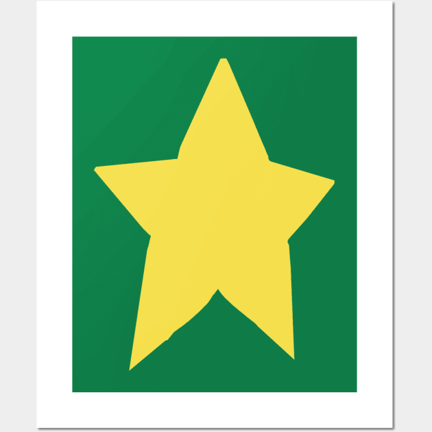 Yellow Star On Green Wall Art by ellenhenryart